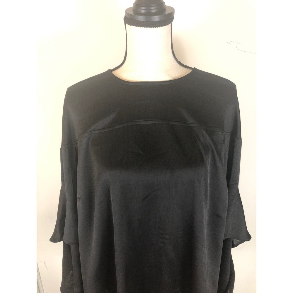 Rachel Roy Blouse SZ 2X Draped Flutter Bell Sleeve - Picture 2 of 7